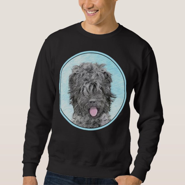 Svart, rysk terrier-målning - Cute Original-Hund Lång Ärmad Tröja (Framsida)