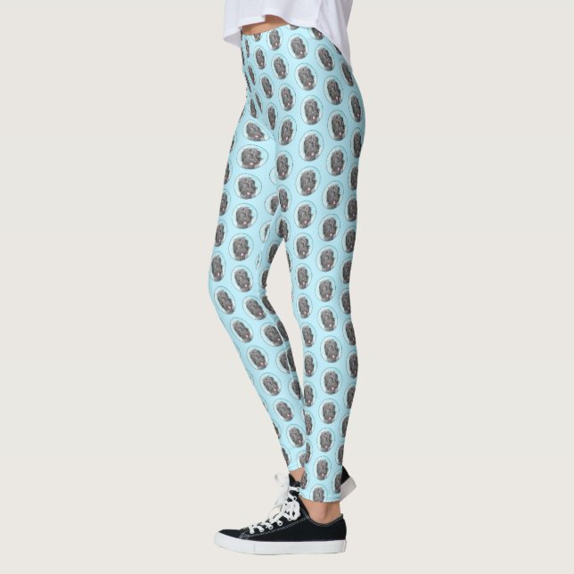 Svart, rysk terrier-målning - Cute Original-Hund Leggings (Vänster)