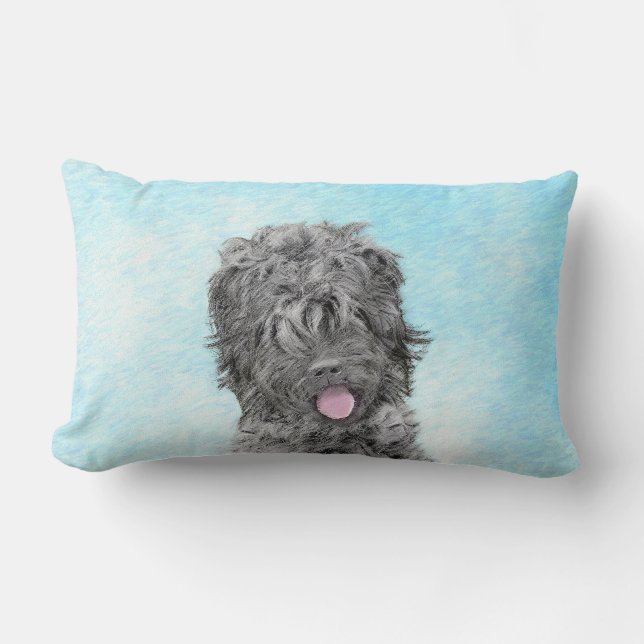 Svart, rysk terrier-målning - Cute Original-Hund Lumbarkudde (Framsida)