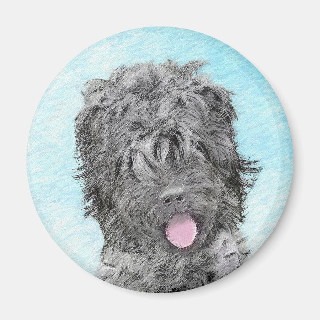 Svart, rysk terrier-målning - Cute Original-Hund Magnet (Framsidan)