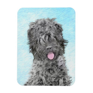 Svart, rysk terrier-målning - Cute Original-Hund Magnet