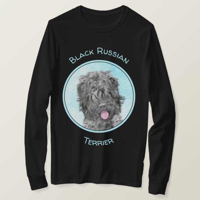 Svart, rysk terrier-målning - Cute Original-Hund T Shirt (Design framsida)