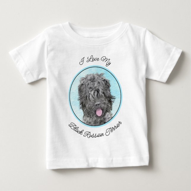 Svart, rysk terrier-målning - Cute Original-Hund T Shirt (Framsida)