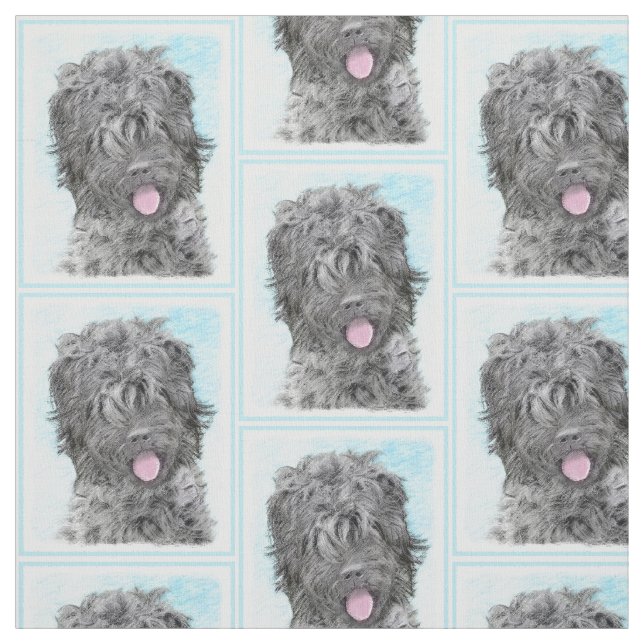 Svart, rysk terrier-målning - Cute Original-Hund Tyg (Provkarta)