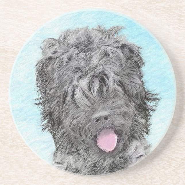 Svart, rysk terrier-målning - Cute Original-Hund Underlägg (Framsidan)