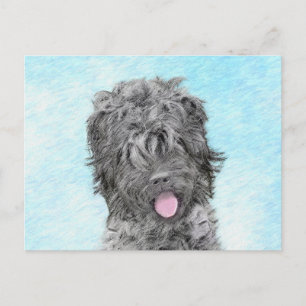 Svart, rysk terrier-målning - Cute Original-Hund Vykort
