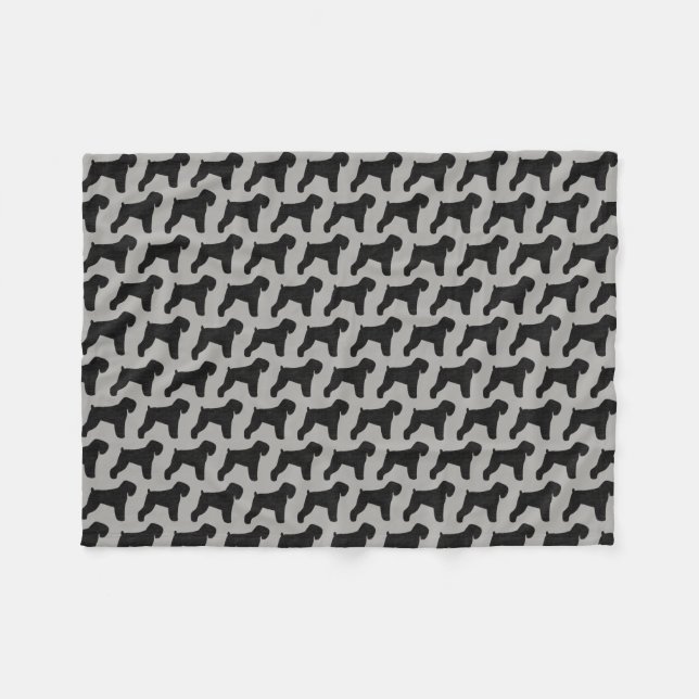 Svart ryskt TerrierSilhouettesmönster Fleecefilt (Framsidan (Horisontell))