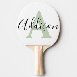 Svart sage grönt monogram namn initial pingisracket