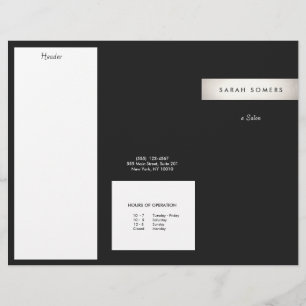 Svart salon-trifold-broschyr i det moderna Silver