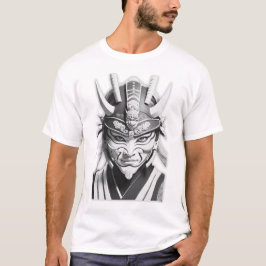 Svart Samurajmaska Grafisk T-shirt