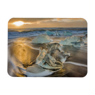 Svart sandstrand Jokulsarlon Södra Island Magnet