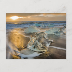 Svart sandstrand Jokulsarlon Södra Island Vykort