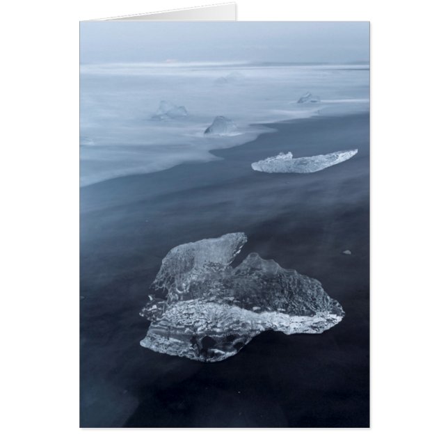 Svart sandstrand och is, Island Hälsningskort (Framsidan)