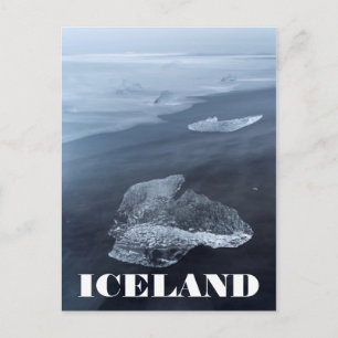 Svart sandstrand och is, Island Vykort