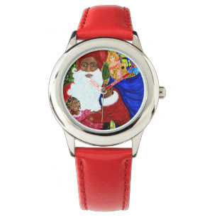 Svart Santa Bezel-Barnens julvakter - gåvor Armbandsur