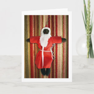 svart santa hälsningkort helgkort