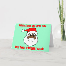Svart Santa har en större säck Helgkort