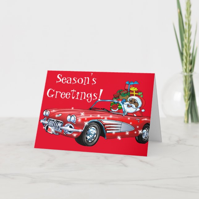 Svart Santa Helgkort (Framsida)