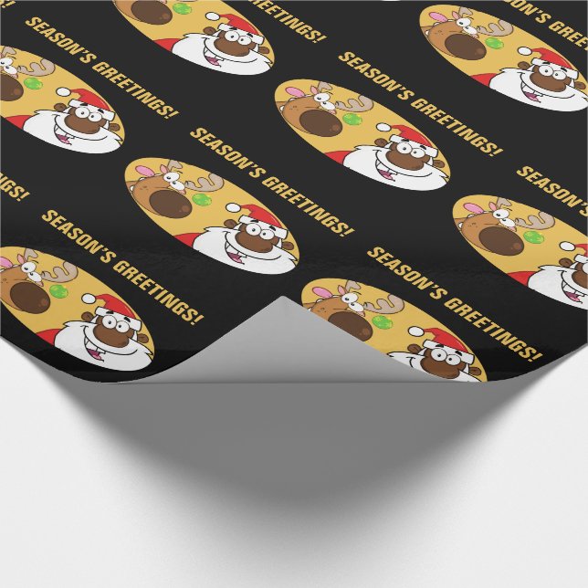 Svart Santa med renen Presentpapper (Hörn)