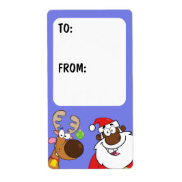 Svart Santa & Reindeer Gift-etikett Fraktsedel