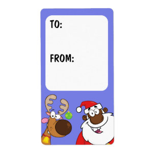 Svart Santa & rengåvaetikett Fraktsedel