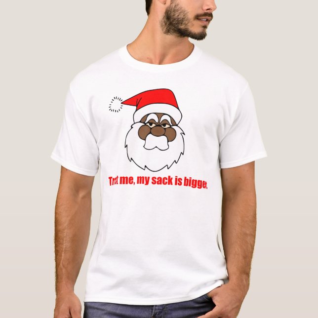 Svart Santa, större säck T Shirt (Framsida)
