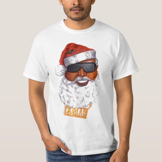 Svart Santa T Shirt (Framsida)