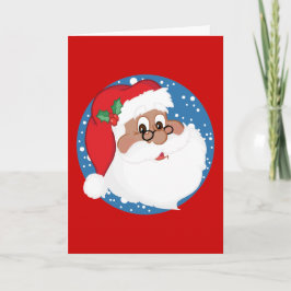 Svart Santa Tecknad (blå) Helgkort