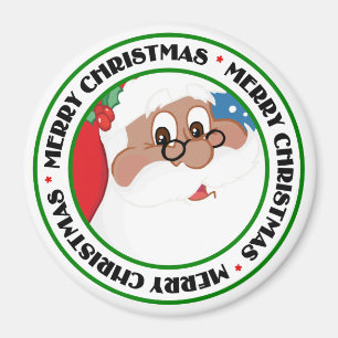 Svart Santa tecknad (blått) Magnet
