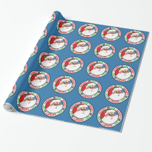 Svart Santa tecknad (blått) Presentpapper