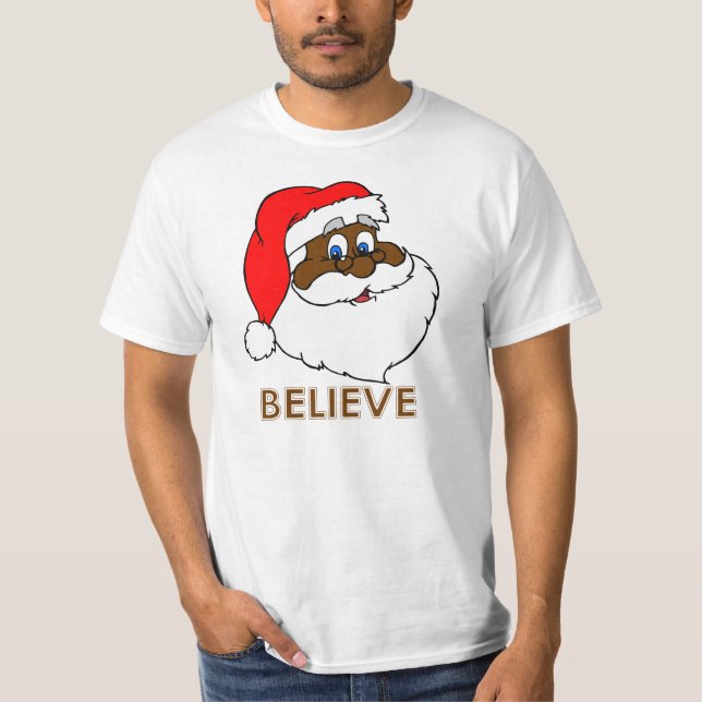 Svart Santa Tee Shirt (Framsida)