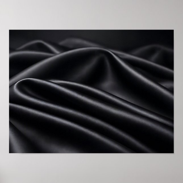Svart satängtyg flytande veck textur poster (Framsidan)