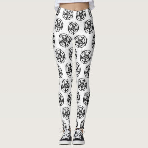 Svart Satanic Pentagramdamasker Leggings