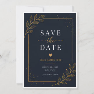Svart Save the Date-kort Spara Datumet