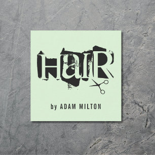 Svart sax med modern Grönt Hair Stylist Fyrkantigt Visitkort