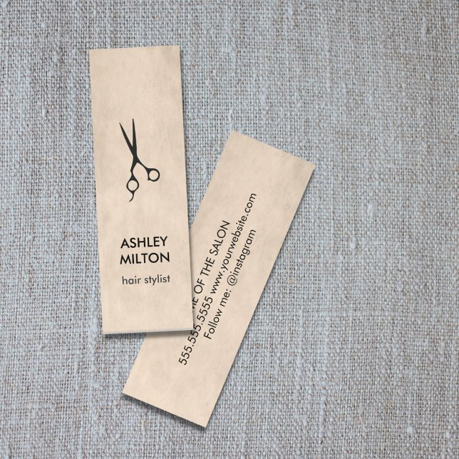 Svart saxar Hair med minimal Elegant Struktur Mini Visitkort (Skapare uppladdad)