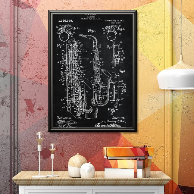 Svart | Saxofonpatent Poster (Skapare uppladdad)