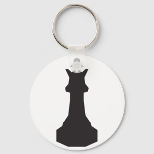 Svart schackbiet Keychain Nyckelring