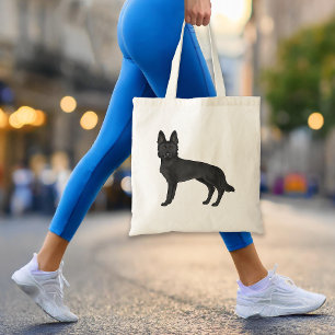 Svart schäferhund söt tecknad GSD hund Tygkasse