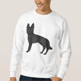 Svart Schäferhund Söt Tecknad Vallande Hund Lång Ärmad Tröja