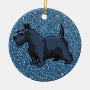 svart schnauzer julgransprydnad keramik