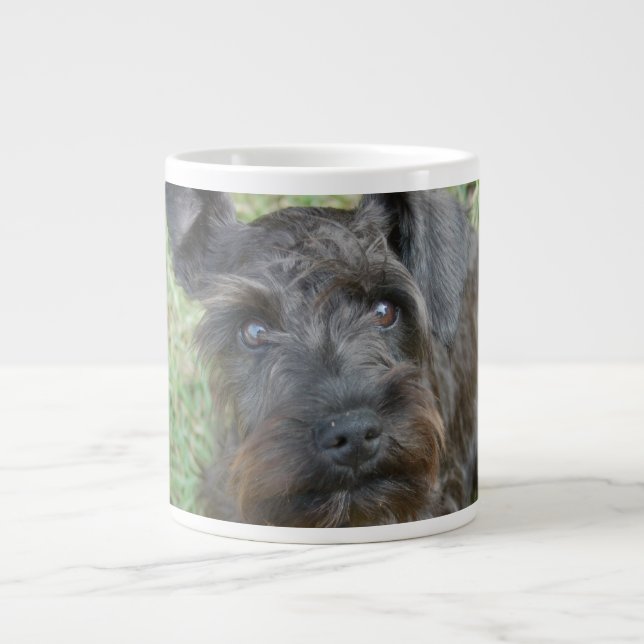 Svart Schnauzer Jumbo Mugg (Framsidan)