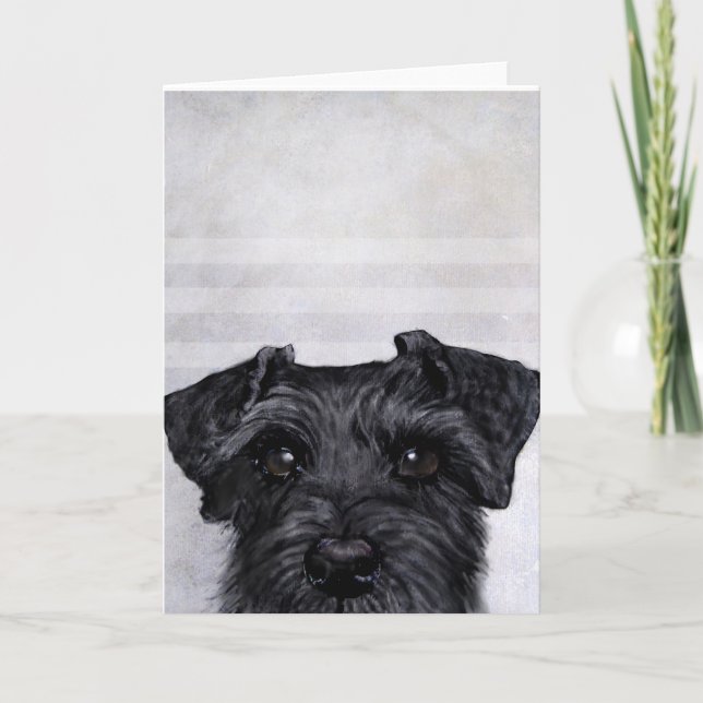 Svart schnauzer-originalmålning och design kort (Framsida)
