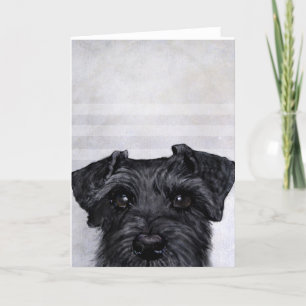 Svart schnauzer-originalmålning och design kort