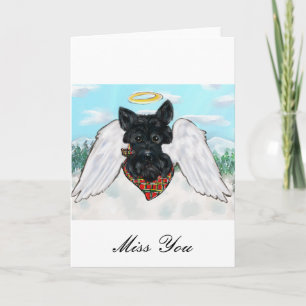 Svart Scottish Terrier Angel Helgkort