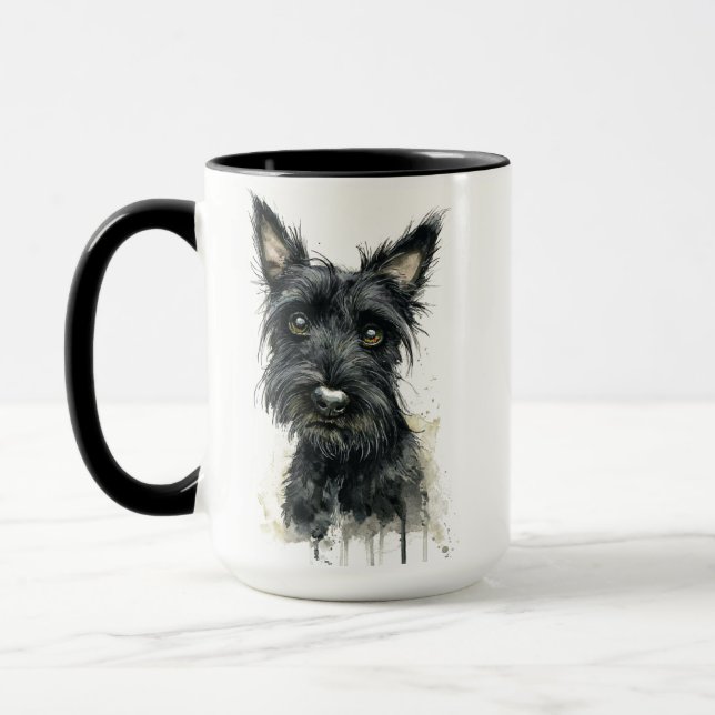 Svart Scottish Terrier-mugg Mugg (Vänster)