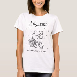 Svart Script Cowgirl Disco Personlig Brudtärna T Shirt