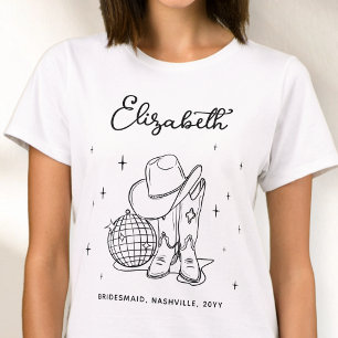 Svart Script Cowgirl Disco Personlig Brudtärna T Shirt