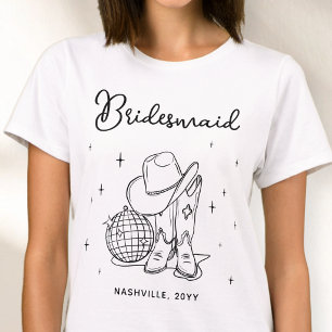 Svart Script Cowgirl Sällskapsdam Brudtärna T-Shir T Shirt