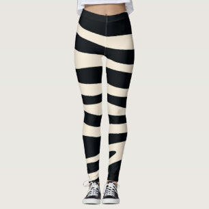 Svart sebra och vit rand leggings